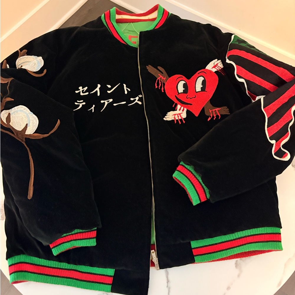 Denim tears x saint mxxxx Black Jacket with Heart Design reversible